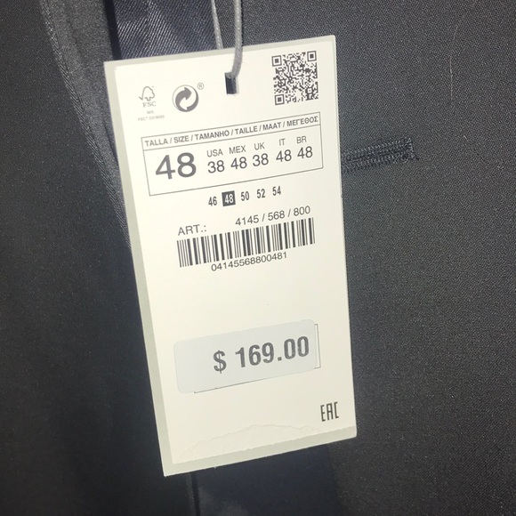 NWT Zara man black suit jacket - Picture 5 of 5